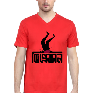 a man wearing a red shirt