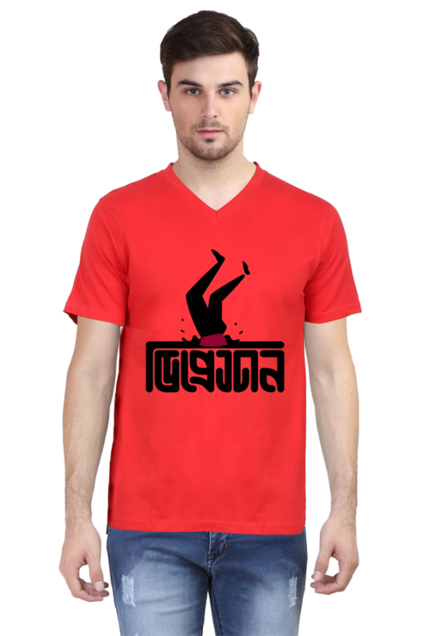 a man wearing a red shirt